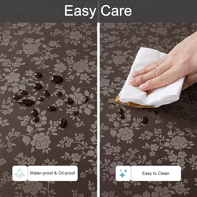Smiry Rectangle Table Cloth, Waterproof Heavy Duty Vinyl Tablecloths, Wipeable Washable Table Cover for Kitchen and Dining Room (Coffee, 52" X 70")