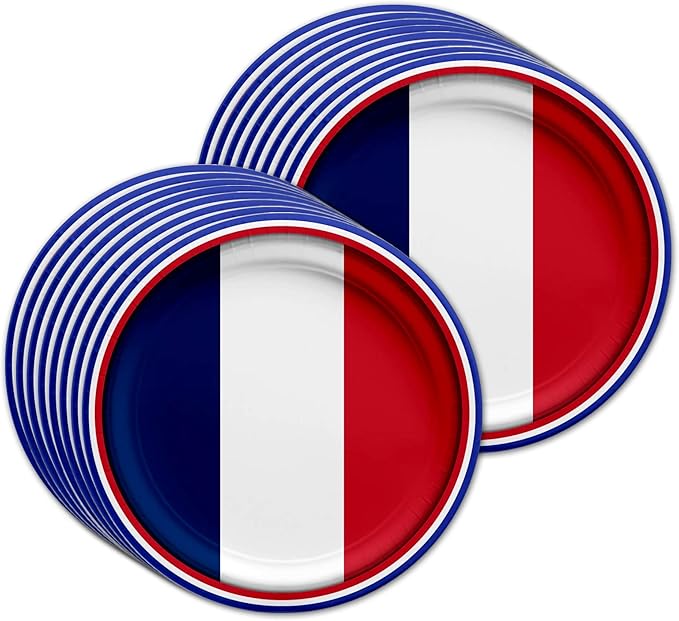 France French Flag Birthday Party Supplies Set Plates Napkins Cups Tableware Kit for 16