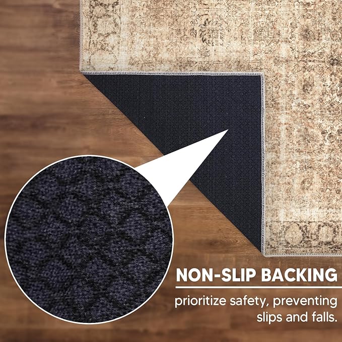 Keen Home Design 9x12 Rug - Machine Washable Area Rug with Non-Slip Backing, Ideal for Living Room, Dining Room, Bedroom - Vintage, Easy Clean, Durable, Low Pile - (9' x 12')