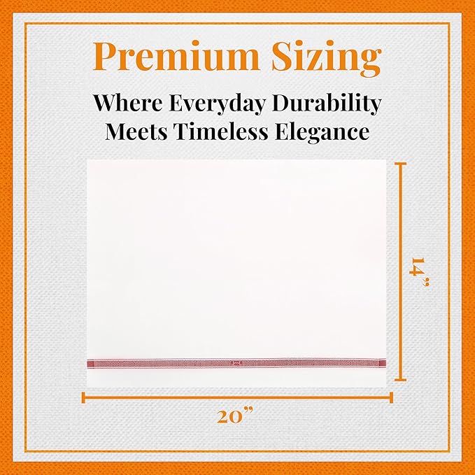 Premium Cloth Striped Placemats Set of 4 – 100% Soft Durable Jacquard Woven Cotton Table Placemats with Stain-Release Fabric – Machine Washable for Dining Table – Cherry Red, 20"x14"