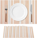 FAVE Boho Vinyl Placemats Set of 6, Durable Woven Place Mats Washable Heat Resistant PVC Table Mats for Parties,Weddings, Dining,Banquet(Orange, 6PCS)