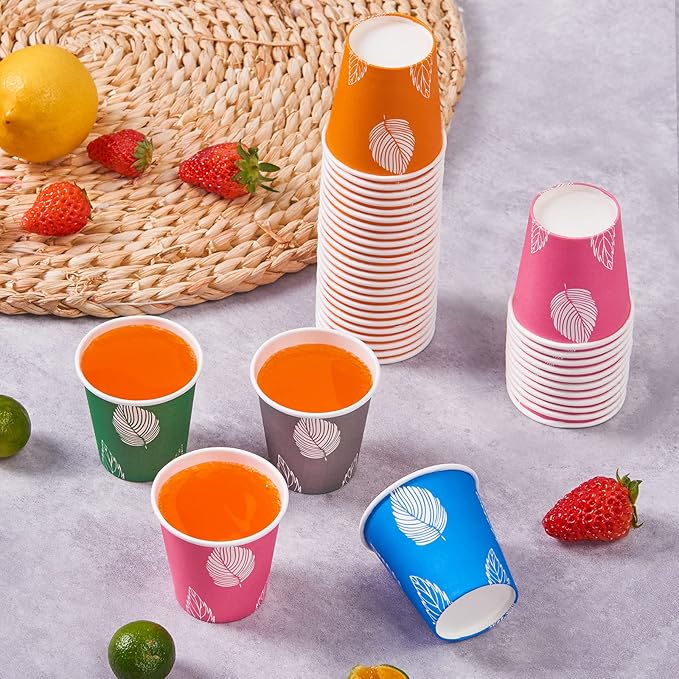 600 Pack 3oz Disposable Paper Cups, Small Disposable Cups, Colorful Small Mouthwash Cups, Mini Paper Cups for Parties, Picnics, Barbecues, Travel and Events