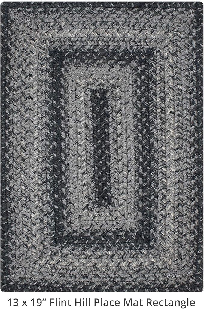 Homespice Flint Hill Dining Placemats, Warm Primitive Decor, Set of 6, Grey - 13x19 Rectangle Table Mats - Vibrant Colors, Durable, Easy to Clean and Protects Furniture