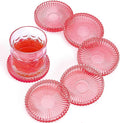 Modern Glass Coasters, GOH DODD Set of 6 Crystal Coasters Tabletop Protection for Drinks, Home Decor, Kitchen, Living Room, Patio, Wedding, Party, Housewarming Gifts, Clear Red