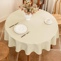 Water Resistant 60 Inch Beige Round Table Cloth, Textured Wipeable Round Tablecloth, Anti-Scratch Faux Linen Fabric for Card Table Dining Room Kitchen Patio