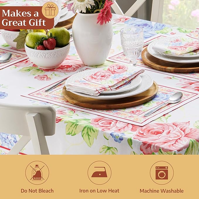 Maison d' Hermine Cloth Napkins Set of 4 100% Cotton Everyday Reusable Square Napkins Cloth Washable Dinner Party Wedding Restaurant Valentines Day Decorations Spring/Summer(Vintage Floral, 20" x 20")