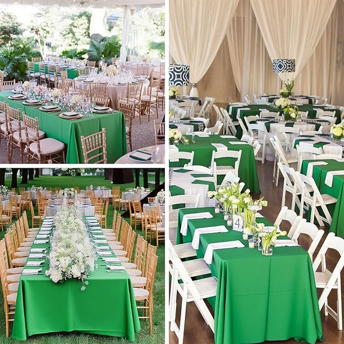 8 Pack Green Table Cloth 60 x 102 Inch Rectangular Tablecloth for 6 Foot Rectangle Tables, Wrinkle Resistant Washable Rectangle Fabric Table Covers for Wedding Party Banquet Buffet and Camping