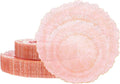 U-QE 60PCS Pink Plates for Party - Pink Valentines Plates Disposable Heavy Duty - Clear Pink Plastic Plates for Valentine's Day Including 30 Plastic Dinner Plates 10" & 30 Plastic Dessert Plates 7"