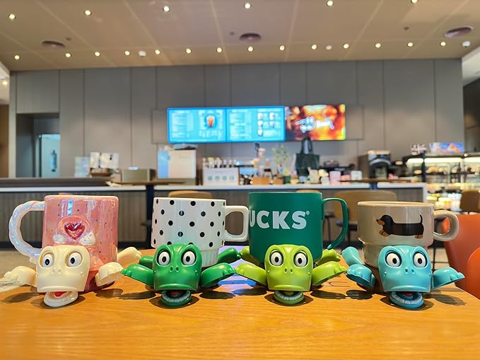 XYG Turtle Cup Holder Coaster with Liftable Limbs and Expressive Face for Home Decor, Car, 2 PC in Green Blue