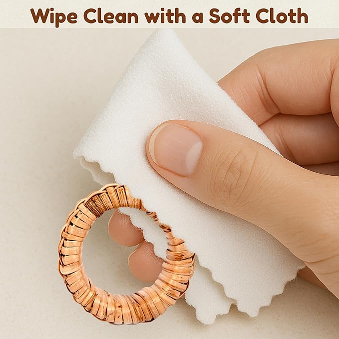 CLEENTABLE Rustic Napkin Rings Set of 12 - Elegant Round Cane Napkin Rings, Easy to Clean, Durable Versatile for Table Settings, Special Occasion, Easter Table Decor & Gift Giving Ideas (Natural)