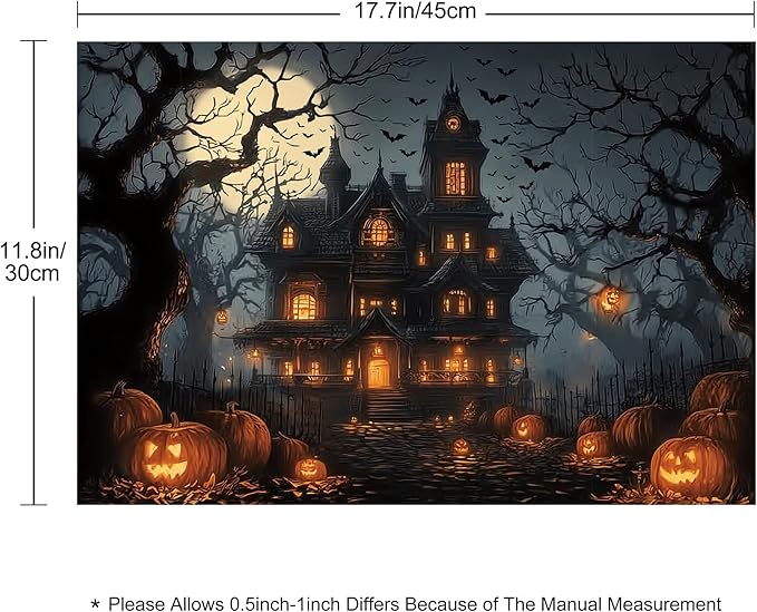 Halloween Horror Castle Placemats Set of 4 Washable Table Place Mats for Dining Kitchen Party Decor