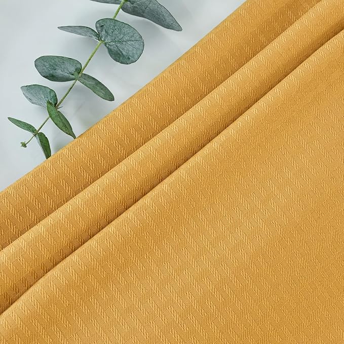 maxmill Jacquard Tablecloth Stain Resistant Waterproof Wrinkle Free Spillproof Washable Soft Weaved Texture Table Cloth for Dining Room, Indoor Outdoor Use, Rectangle 60 x 140 Inch, Ochre Yellow