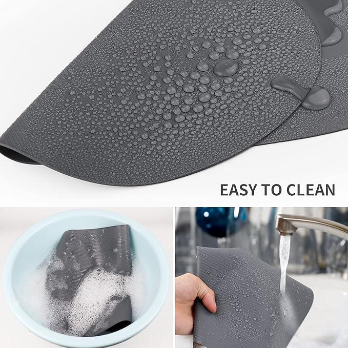 Silicone Placemats, Oval Placemats for Dining Table, Placemats Set of 4, Non-Slip Waterproof Heat Resistant Outdoor Placemat for Patio Table (Light Gray-Oval)