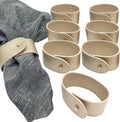 Luxury Leather Napkin Rings Set of 8, Champagne, Morgan Faux Style, Modern Cuff Design for Wedding Party Decorations, Kitchen, Holiday Table,Rust Proof,Hotel, Home, Table Accessories, Dining