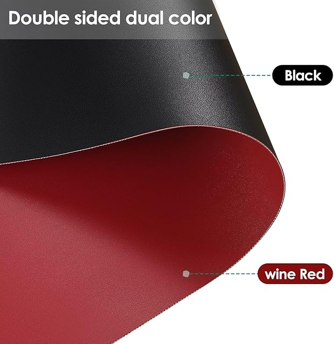Dining Table Cover Protector for Dining Room Table - Can Be Used On Both Sides Waterproof and Easy to Clean Good Flatness Used for Dining Table(Black+Wine Red 44x78)