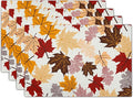 Giwawa Maple Leaf Placemats Set of 4 for Kitchen Dining, Colorful Fall Autumn Thanksgiving Leaves Non-Slip Washable Linen Place Table Mat 12x18 Inches for Tabletop Holiday Party Home Decor