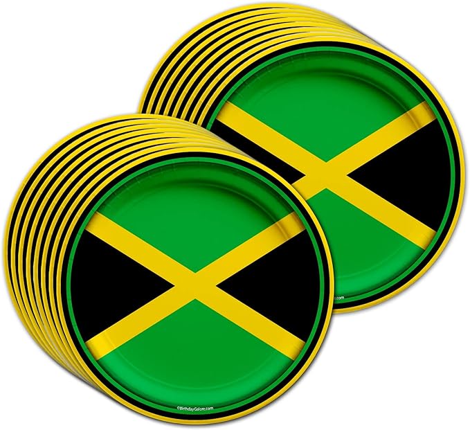 Jamaican Flag Jamaica Birthday Party Supplies Set Plates Napkins Cups Tableware Kit for 16