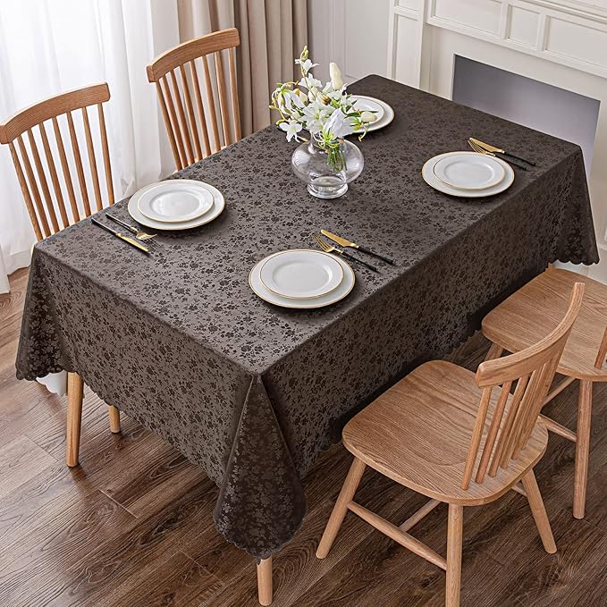 Smiry Rectangle Table Cloth, Waterproof Heavy Duty Vinyl Tablecloths, Wipeable Washable Table Cover for Kitchen and Dining Room (Coffee, 52" X 70")