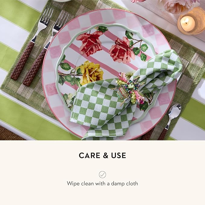 MACKENZIE-CHILDS Set of 4 Sinamay Placemats, Durable Woven Table Mats, Green