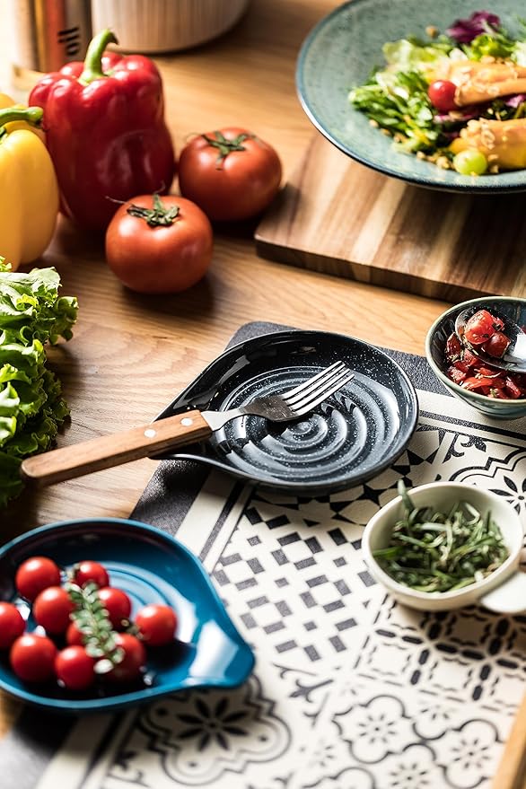LAUCHUH Spoon Rest for Stove Top, Ceramic Spoon Holder 5" Kitchen Spatula Rest for Countertop Large Holder for Ladle, Spatula, Spoons or Tongs, Christmas Decor, Speckled Dark Gray