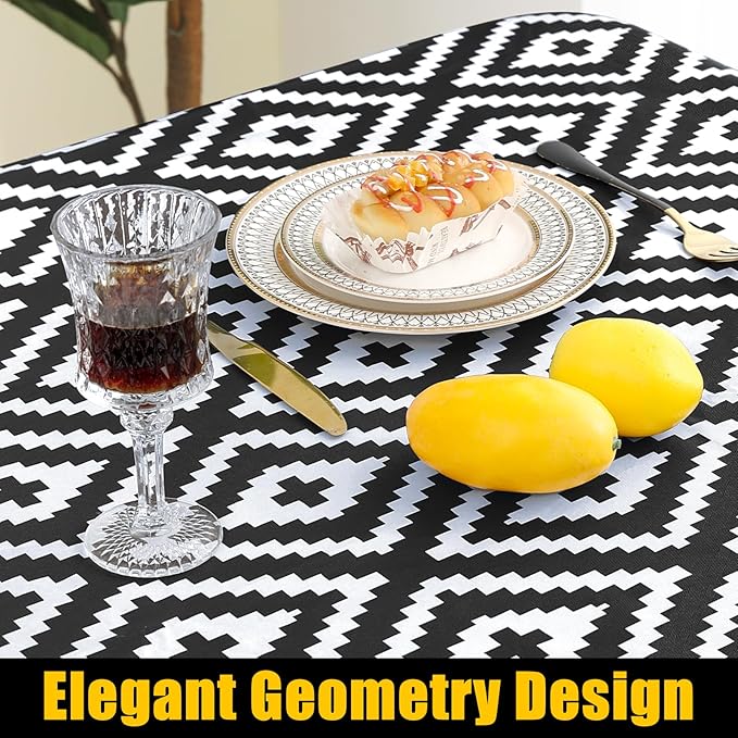 Smiry Rectangle Table Cloth Cover, Waterproof Elastic Fitted Picnic Tablecloth for 4 Foot Tables, Wipeable Flannel Backed Vinyl Tablecloths for Camping, Dining, Outdoor (Black, 30" x 48")