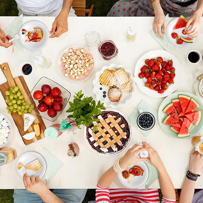 200PCS (100Sets) Biodegradable Paper Plates Set, (100PCS 6" Dessert Plates and 100PCS Forks/Sporks), Compostable Appetize Plate, Disposable Cake Plate, Perfect for Birthday Party