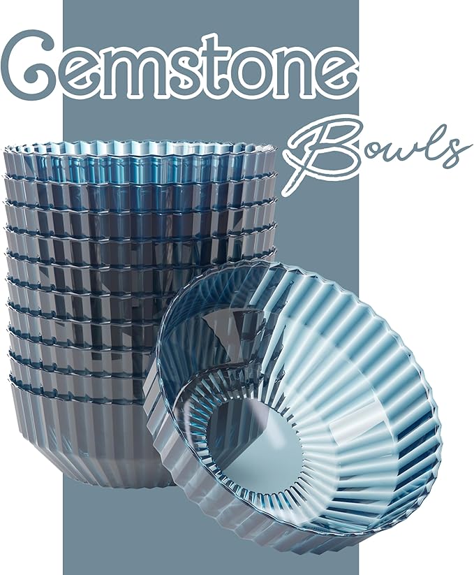 Exquisite Blue Plastic Bowls Disposable - 16 Oz - 20 Count - Disposable Soup Bowls - Great for Weddings Parties And Formal Occasions