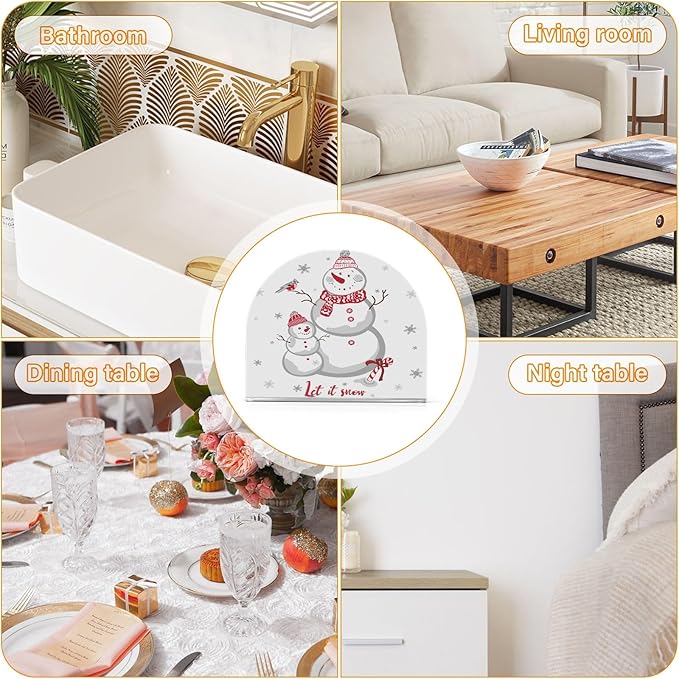 Napkin Holder Snow Santa Crystal Clear Acrylic Napkin Holders Paper Napkin Holder Dining Table Dispenser for Kitchen Restaurant Home Decor Bar Accessories