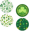 Drinks Coasters Set of 4, St. Patrick's Day Green Round 4" Cup Coasters, Absorbent Ceramic Stone Coasters with Cork Base, Cute Coasters for Table Home Décor, Ideal Gifts for Women Men