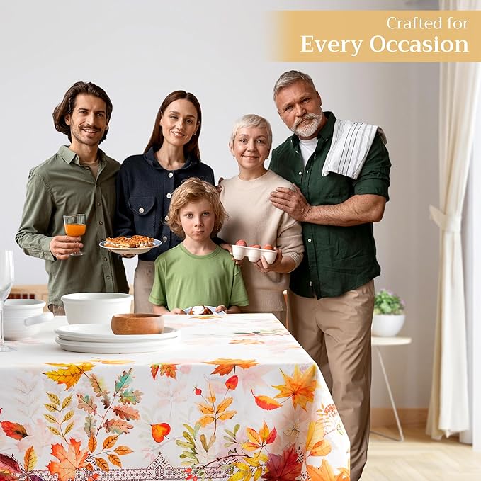 Maison d' Hermine Table Cloth Rectangle Table 100% Cotton 70 x 140 Inches Fall Tablecloth Reusable Everyday Use for Thanksgiving Christmas Decorations Dining Farmhouse Party (Amarante)