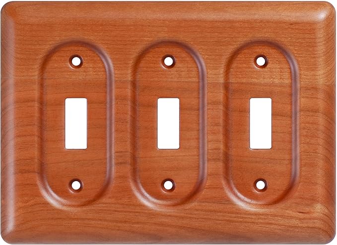 Triple Rocker 3 Light Switch Cover Cherry Wood Durable Elegant Design Perfect for Home Decor Upgrade Your Interior and Style