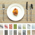 Placemats Set of 12 Vinyl/Plastic Woven Place Mats for Kitchen Table Indoor/Outdoor Washable Placemat Wipeable Dining Table Mats (Aurora Gold,12)