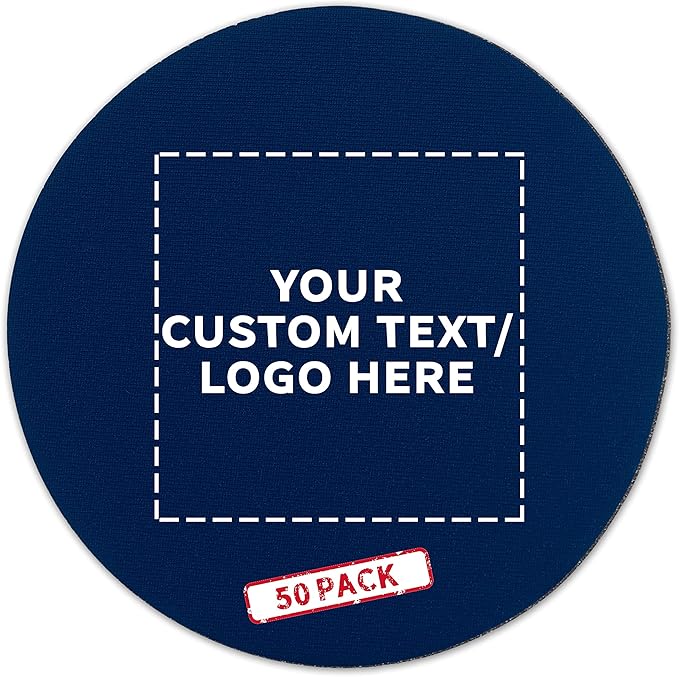 50 Round Foam Bud Coasters Pack, 4 inch - Customizable Text, Logo - PU Foam, Party Favor - Navy Blue