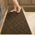 hicorfe Kitchen Rugs and Mats Sets,2 Pieces Polypropylene Non-Slip Super Absorbent Rug,Soft Comfort Floor Mat,Machine Wash for Kitchen,Hallway,Office,Sink,Laundry(20" x 32"+20" x 59",Dark Brown