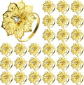 Hotop 100 Pcs Gold Napkin Rings Flower Napkin Holders Buckles Hollow Out Rhinestone Christmas Delicate Serviette Buckles for Thanksgiving Party Gathering Dinner Wedding Banquet Holiday Table Decor