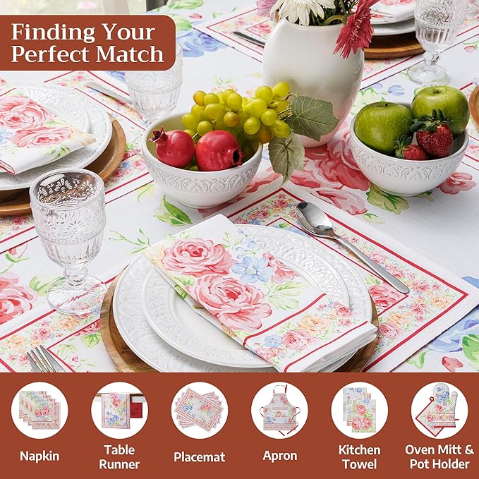 Maison d' Hermine Table Cloth Rectangle Table 100% Cotton 60 x 90 Inches Tablecloth Reusable Decorative for Dining Room Farmhouse Home Valentines Day Decorations Spring Summer - Vintage Floral
