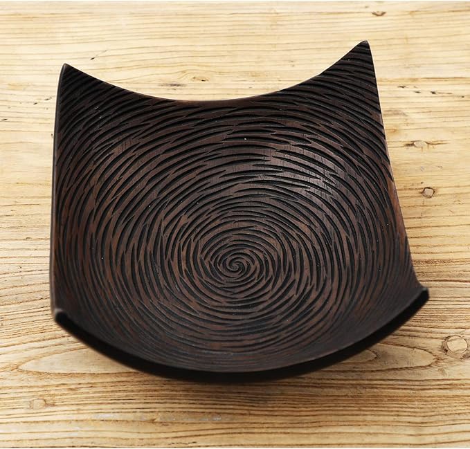Seraphic 5pc Large Decorative Scoop Bowl Set with Stylish Orbs/Balls – Elegant Centerpiece for Dining/Kitchen Table, Living Room, or Office Decor, 14" diagonal. 11" wide and 5.75" tall, Brown