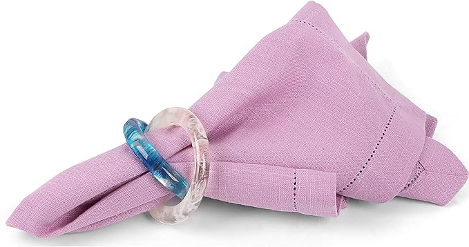 CLEENTABLE Epoxy Resin Napkin Ring - Set of 8 Interlocked Handmade Farmhouse Table Decor for Dining, Weddings, Holidays - Durable Elegant Napkin Holders for Special Occasion Blue Opaque