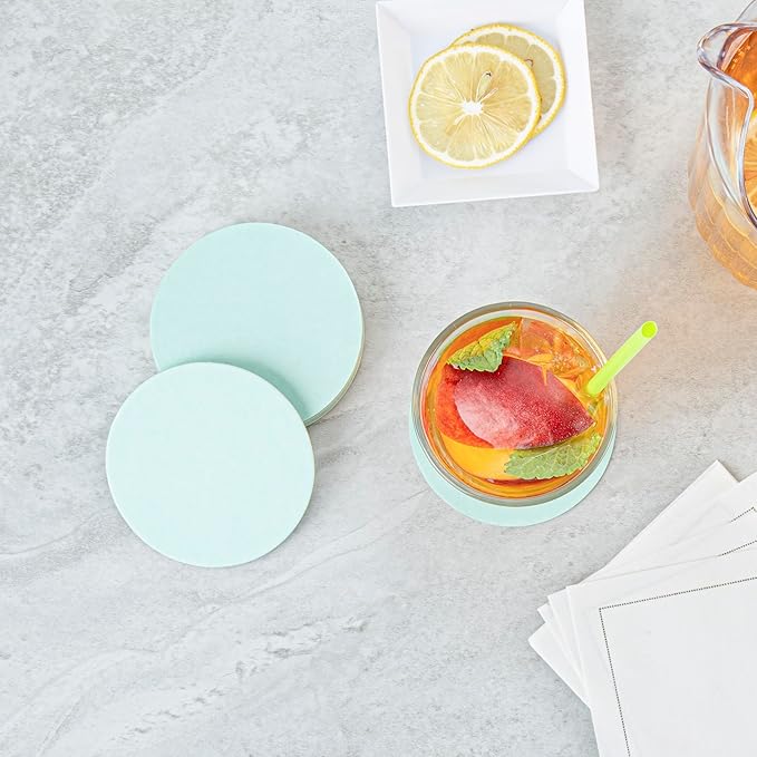 Restaurantware Paper Coasters 1000 Pack of 3.5 Inch Disposable Beverage Coasters Absorbent for Hot and Cold Drinks Turquoise Coffee Cup Essentials for Table Decor, Kitchen, Home or Living Room