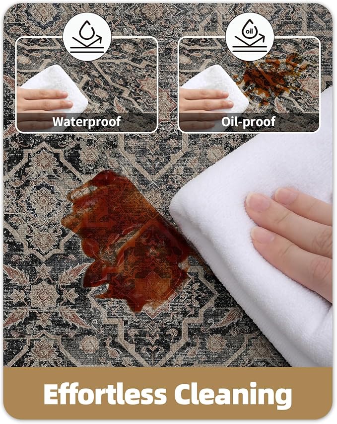 Color&Geometry Anti Fatigue Kitchen Mats for Floor 24x59, Vintage Decor, Easy Clean, Waterproof & Oil Proof, 0.4" Thick Cushioned, Non-Slip Kitchen Runner Rug for Sink, Laundry, Office, Black