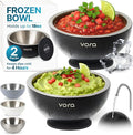 Vora 18oz Dip Chiller Bowl | 2 Pack Black Stainless Steel Chilled Dip Bowl for Dips, Guacamole, Hummus, Salsa | Insulated Serving Dishes with Easiest Water Fill & Refillable Chamber