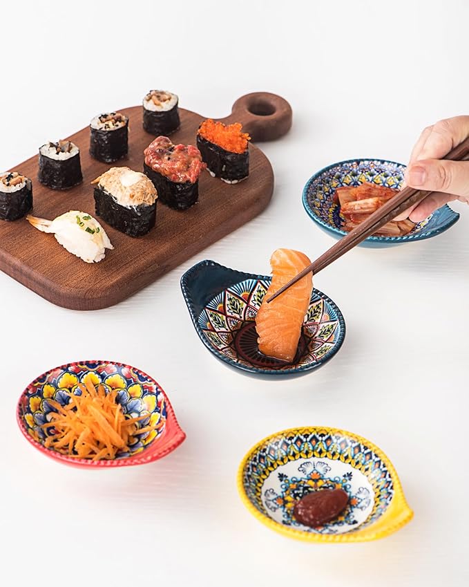 HENXFEN LEAD Dipping Bowls Set of 6, 3 oz Small Ceramic Sauce Dishes for Soy Sauce, Condiments, Appetizers & Snacks – Mini Serving Bowls for Sushi, BBQ & Parties