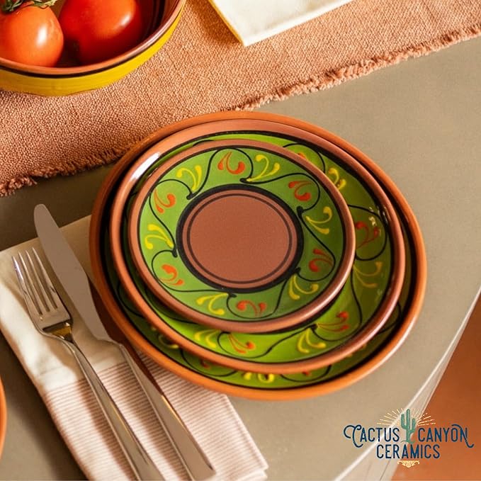 Cactus Canyon Ceramics Spanish Terracotta 5-Piece Small Tapa Plate Set, Multicolor
