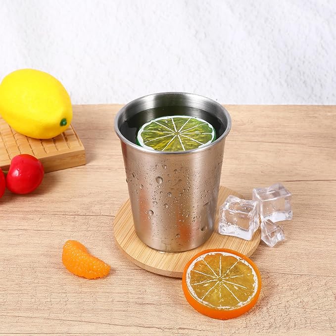 15 Pack Stainless Steel Cups for Kids and Adult Pint Tumbler Metal Cups Stackable Tumbler Shatterproof Metal Drinking Glasses for Travel Outdoor Camping (8 OZ)
