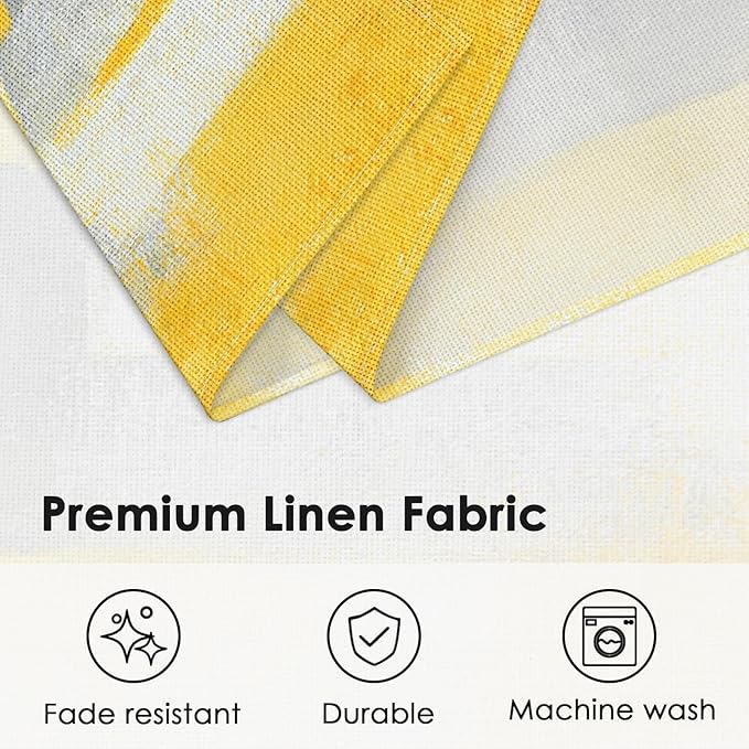Emvency Farmhouse Placemats Set of 4, 12x18 Inch Modern Grey White and Yellow Art Painting Table Mats for Outdoor Home Party Kitchen Dining Decoration