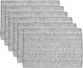 Sweet Home Collection 100% Cotton Placemats for Dining Room Rectangle Two Tone Woven Fabric 13" x 19" Soft Durable Table Mat Set, Set of 6, Gray