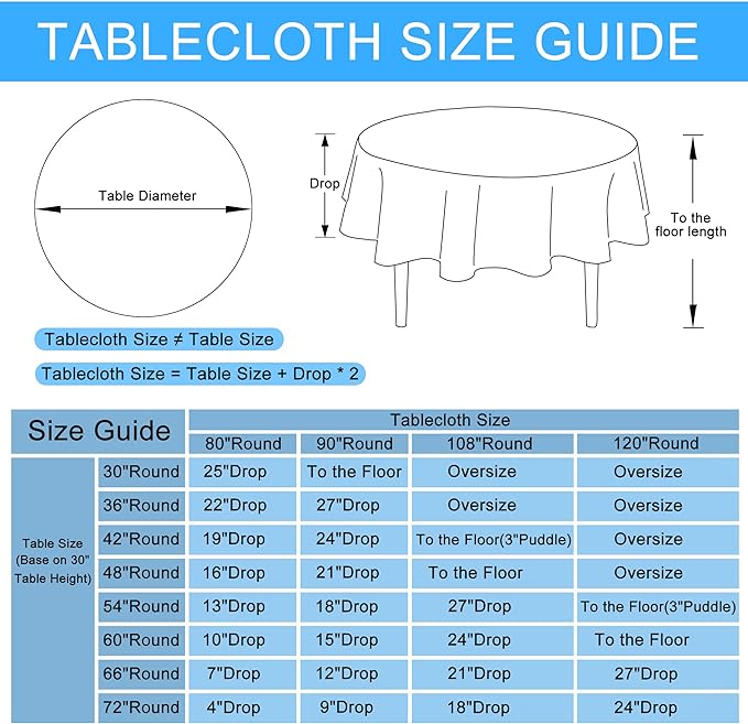 Hiasan Round Linen Tablecloth 80 Inch - Wrinkle and Stain Resistant Washable Polyester Fabric Table Cloth for Dining Room Kitchen Party, Stone