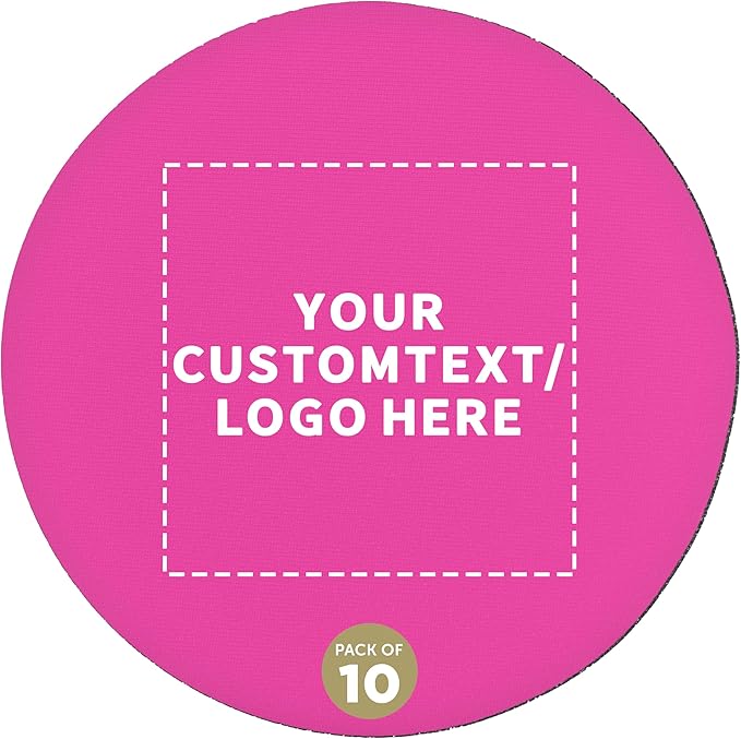 10 Round Foam Bud Coasters Pack, 4 inch - Customizable Text, Logo - PU Foam, Party Favor - Neon Pink