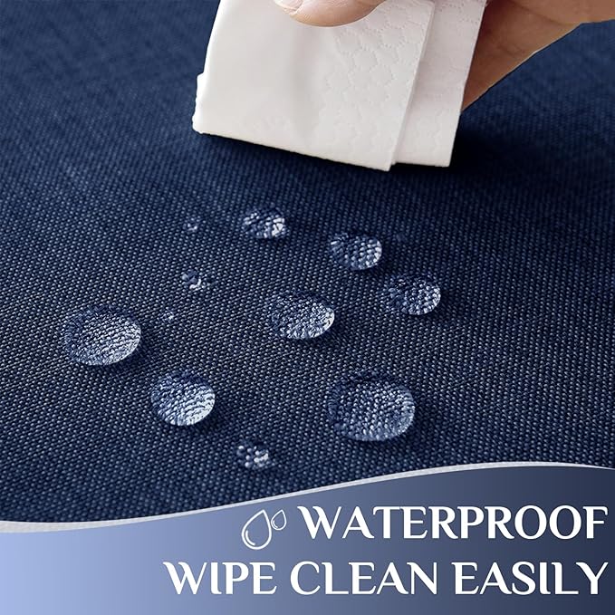 Softalker Navy Blue Large Rectangular Table cloths 60x104 inch Faux Linen Tablecloth Outdoor Waterproof Stain and Wrinkle Resistant Table Cover for 6/8 foot Rectangle Dining Table for Party Graduation