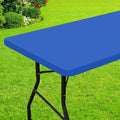 Smiry Rectangle Picnic Table Cloth, Waterproof Elastic Fitted Tablecloths for 4 Foot Tables, Washable Polyester Table Cover for Camping, Indoor and Outdoor (Blue, 24"x48")